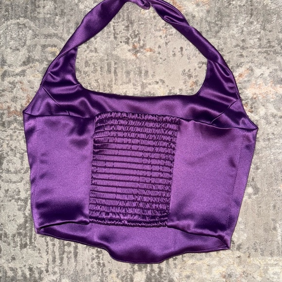 House of Harlow Purple Satin Halter Top XS - Picture 4 of 6